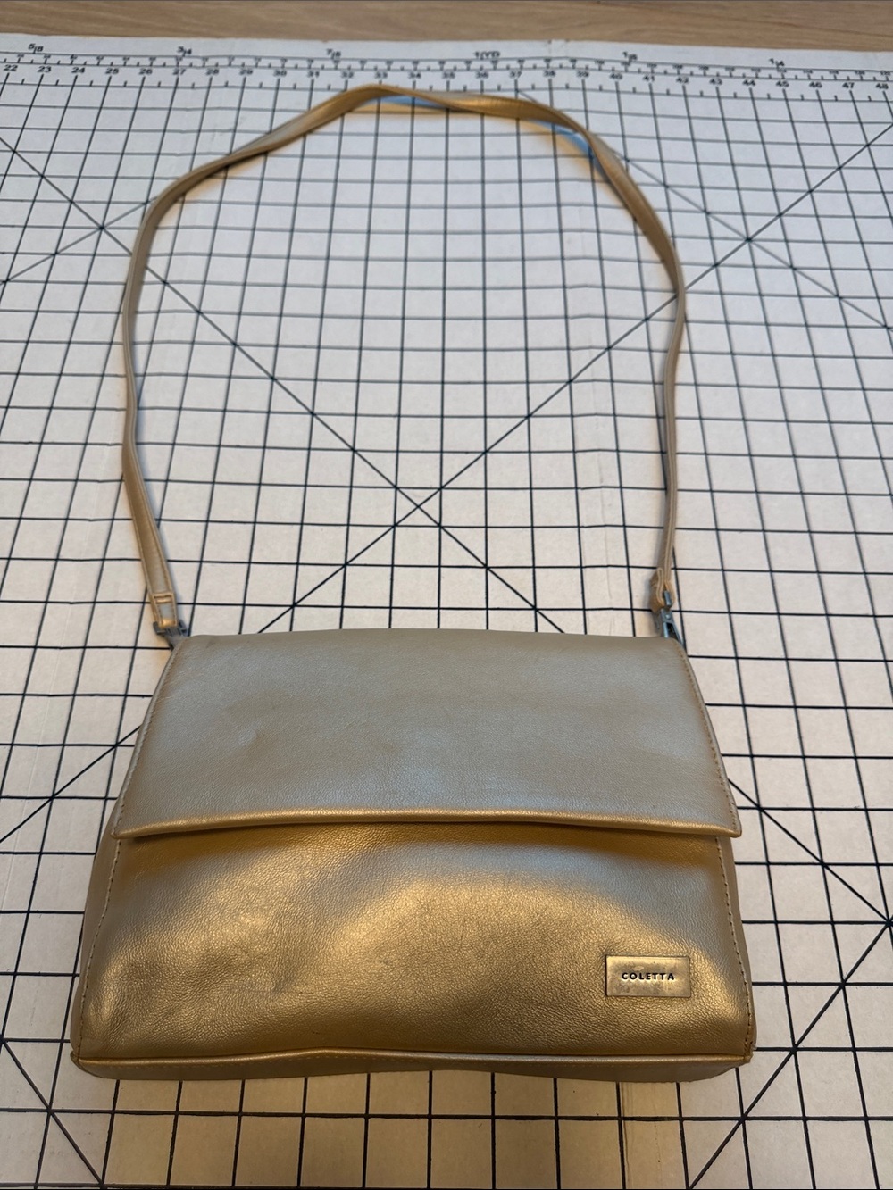 Colette Metallic Gold Crossbody Bag — Sleek Flap Shoulder Purse